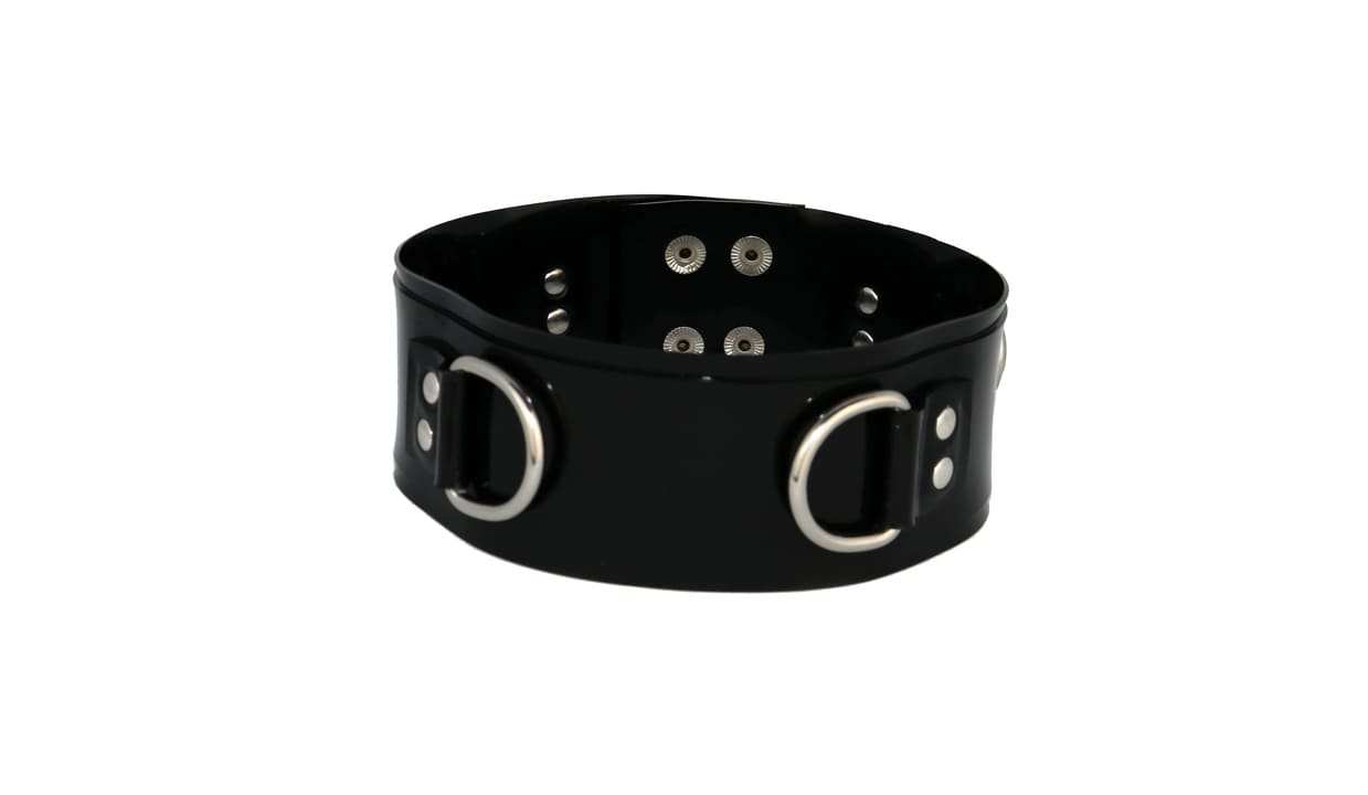 Latex Halsband d-chained mit stabilen edelstahlringen